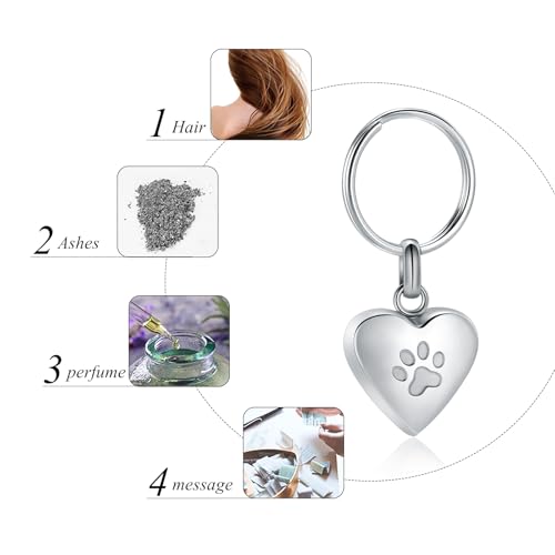 Einäscherung Schmuck Urne Schlüsselanhänger für Haustier menschliche Asche Hund Katze Keepsake Memorial Urne Schlüsselanhänger Asche Halter für Frauen Männer