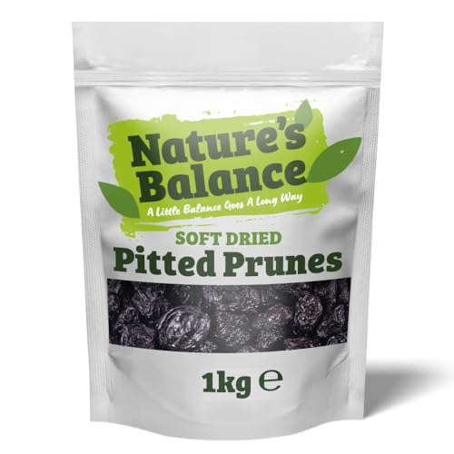 Natures Balance Prunes Pitted 1kg Soft Sticky & Rich Low Fat Ideal Healthy Vegetarian Snack