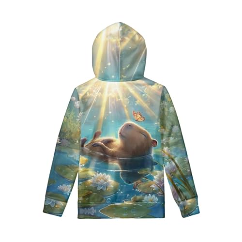Capybara Hoodies for 6-16Y Kids Graphic Hooded Sweatshirt Cute Long Sleeve Sweater Shirts2