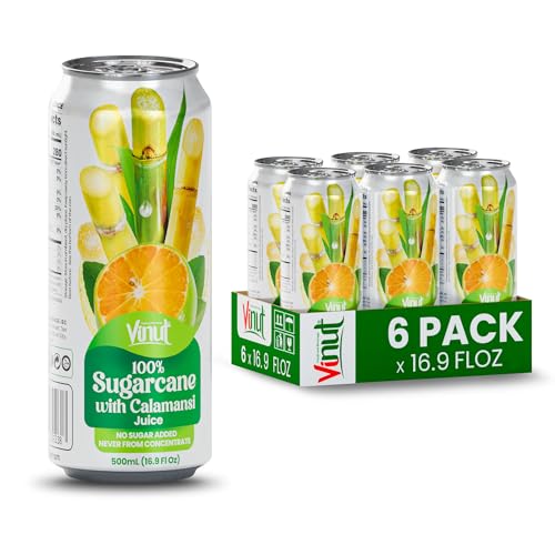 Image of VINUT 100% Sugarcane with Calamansi Juice, No Added Sugar, Not From Concentrate, 16.9 fl oz (500 mL) Can, Pack of 6