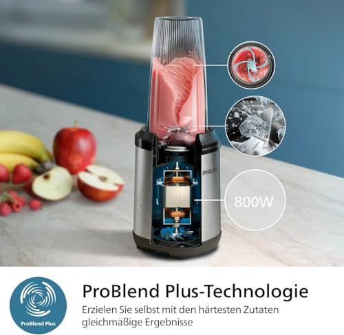 Philips 5000 Series Standmixer - Mini Smoothie Maker, Abnehmbare Klingen, 700ml Becher, ProBlend Plus-Technologie, Leicht zu reinigen, Elegantes, kompaktes Design. 800Watt Leistung. Silber (HR2764/00) 3
