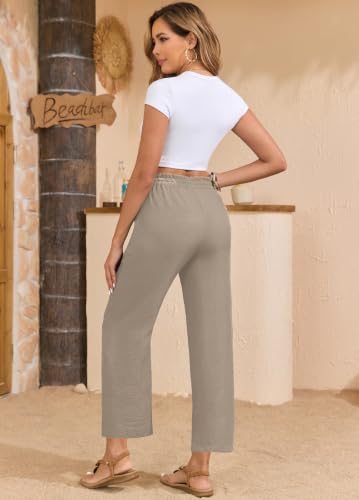 Image of EDUWU Women Casual Pants Loose High Waist Cropped Palazzo Beach Pants Summer Outfits 2026 Trendy