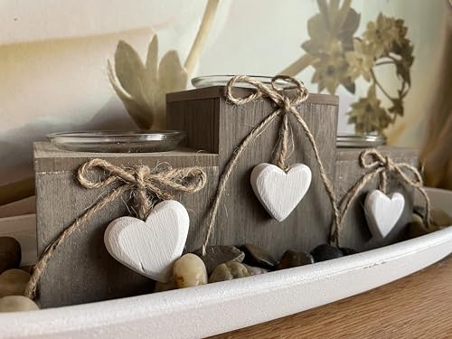 khevga Shabby Chic Tealight Holder Set of 3 – Grey Provence Heart Design, Elegant Candle Holders for Home Decoration, Table, Gift Idea, or Special Occasions - Cosy Home Interiors khevga Shabby Chic Tealight Holder Set of 3 – Grey Provence Heart Design, Elegant Candle Holders for Home Decoration, Table, Gift Idea, or Special Occasions - Image 8