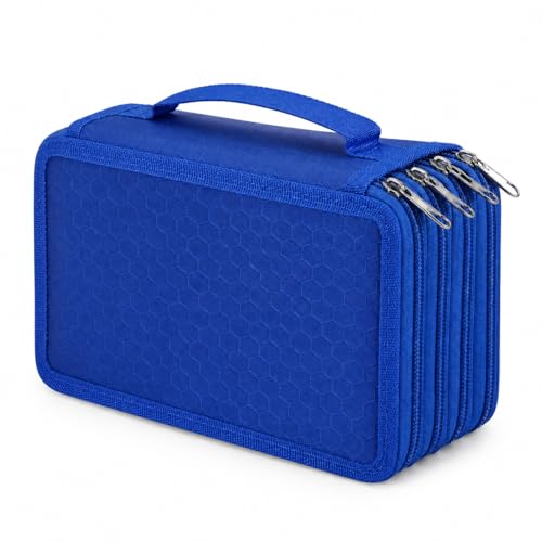 Estojo Escolar Grande com 4 Divisórias, Capacidade para 72 Lápis ou Canetas,Cores Variadas (azul)