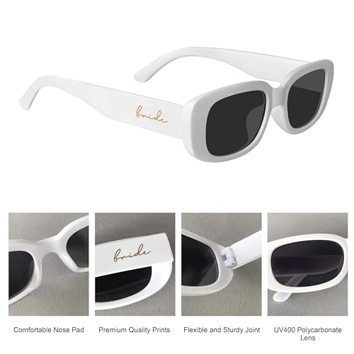 Bride's Babes Bachelorette Sunglasses, Bridesmaid Sunglasses,10 Pack Rectangle Team Bride glasses for Bachelorette Party2