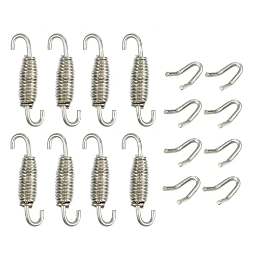 Image of X AUTOHAUX 8 Set 55mm 2.17 inch Motorcycle Exhaust Pipe Spring with U Shape Hooks Stainless Steel Silver Tone