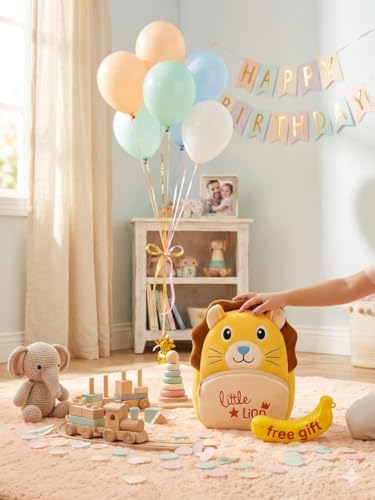 Image of Cartoon Plush Kids School Bag 2-6 Years | Soft Toy Backpack for Boys & Girls | Toddler Nursery Preschool Bag | Lightweight Adjustable Straps