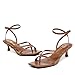 Athlefit Women's Strappy Kitten Heels Square Open Toe Low Heels Ankle Strap Fashion Party Dress Thong Heeled Sandals Dark Brown Size 7.5