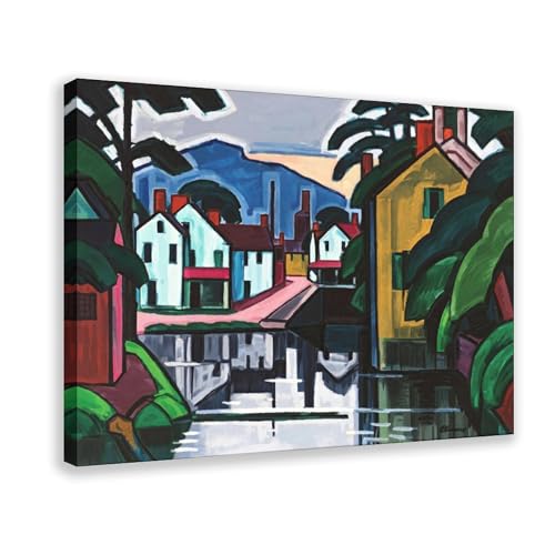 Impression sur toile Old Canal Port Oscar Bluemner cadre suspendre 50x76