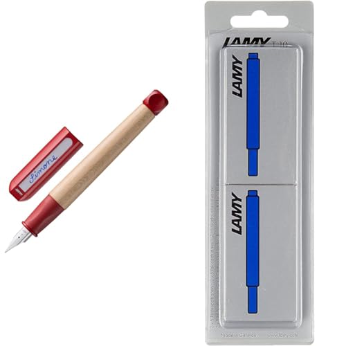 Lamy stylo plume ABC rouge droitier avec ses 10 cartouches T10 bleu