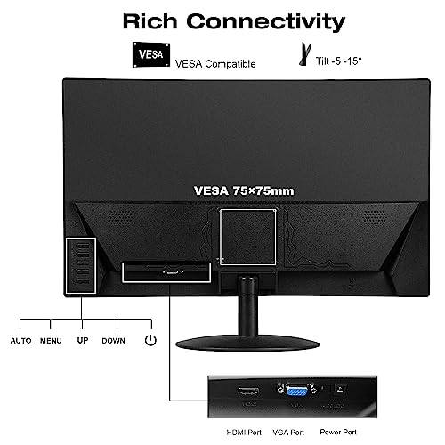 Prechen 24 Inch Computer Monitor 75Hz Pc Display, Ips Fhd 1920 X 1080P Business Screen Led Desktop Monitor With Hdmi And Vga Ports, 99% Srgb, 3000:1 Contrast Ratio, Vesa Compatible, Eye Care, Black #TOP6