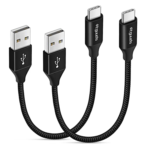 etguuds USB to USB C Cable 1ft 2-Pack Short USB A to Type C Charger Cord Fast Charging for Samsung Galaxy A17 A16 A15 A26 A36 A56 S25 S24 S23 S22 S21 S20 S10 Note 20 for iPhone 17 16 15 Moto