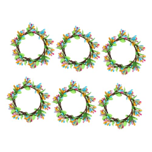 SOLUSTRE 6 Pezzi per Candele Pasquali con Fiori Artificiali Primaverili Portacandela Decorativo per Candele e Feste Adatti Matrimoni e Decorazioni Natalizie
