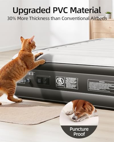 CHILLSUN 2025 Upgraded Air Mattress Full with Built in Pump, 18" Raised Comfort Blow up Mattress, Inflatable Mattress Colchon Inflable, Flocked Top Air Bed with Storage Bag for Home Camping & Guests
