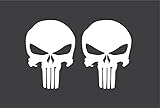 LEENAE Punisher Skull Helmet Decal Vinyl Sticker for Car Truck Decal Van Windows Laptop Sticker, White Skull Bumper Sticker (2 Pack) | White | 3'