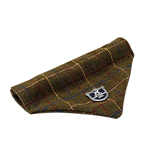 HUGO & HUDSON Hundehalstuch aus Tweed - waschbarer dreieckiger Lätzchen-Haustierschal Loch für das Halsband, Haustierzubehör - Dunkelgrün kariert - M Cover