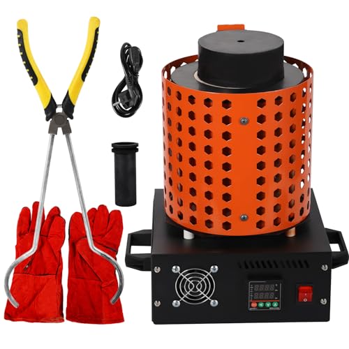 NGCYGE 3kg Gold Melting Furnace 1800W | 2102F Electric Furnace | Includes Graphite Crucible | Gold Melting Kit | Suitable for Casting and Refining Jewelry Gold Silver Copper and Aluminum (110V)
