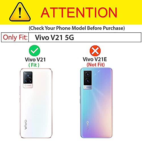 Image of AIBEX Compatible for Vivo V21 5G Flip Cover Leather Finish | Inside TPU with Card Pockets | Wallet Stand | Complete Protection Flip Case - Blue