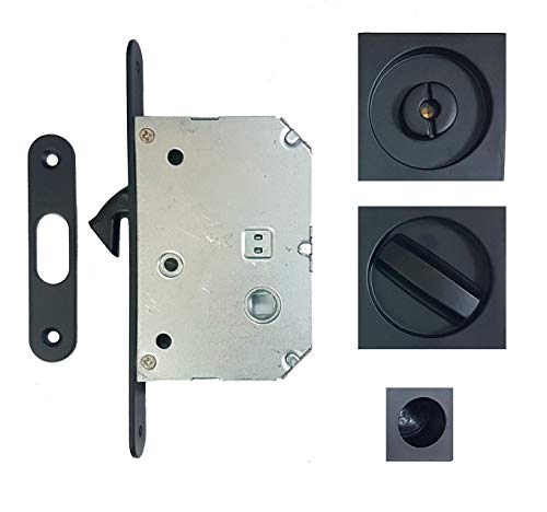 Kit di chiusura a scatto scorrevole, rosette quadrate chiusura e sblocco blocco blocco incasso gancio misura 56x56mm nero