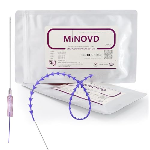 Minovd Pdo Fishbone Threads, PDO Threads for face lift Cog 18G100MM, PDO Cog Threads Whole Body Lifting, 20pz