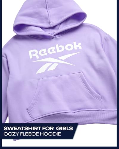 Reebok Girls Hoodie - Soft Cozy Midweight Fleece Girls Pullover Sweatshirt - Casual Fashion Kids Hoodie Fall Winter Clothes - Image 4