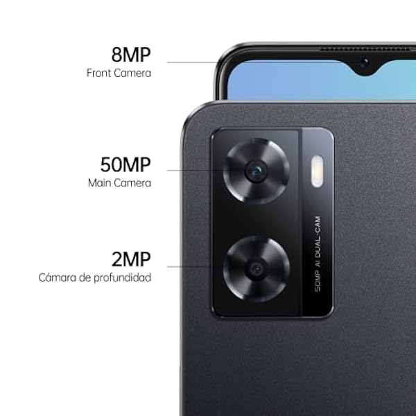 OPPO A57s - Smartphone Libre, 4GB 128GB, Cámara 50 2 8MP, Android, Batería 5000mAh, Carga Rápida 33W - Negro