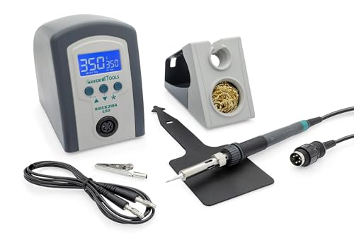 Estación de soldadura Quick 3103 y 3104 ESD, de 80 W, incluye soporte multifuncional, base de silicona y limpiador en seco, hasta 450 °C, QUICK 3104 digital, 1