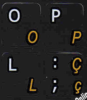 Pegatinas de Teclado Negro Tradicional Portugués-Inglés miniatura 1