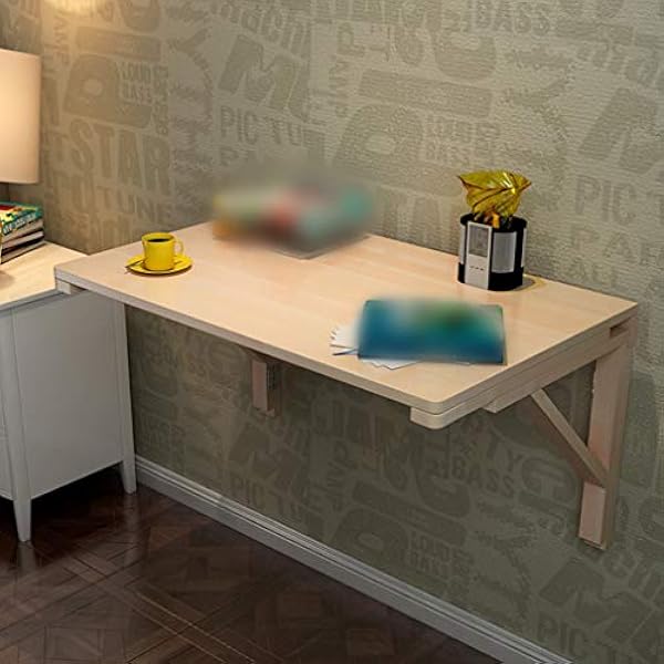 Zwevende wandgemonteerde neerklapbare eettafel, massief houten opklapbare eettafel, multifunctioneel computerbureau, studeertafel, voor balkon, keuken, badkamer, kantoor, 14 maten, met schroeven (60x4
