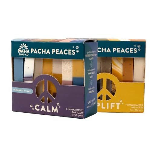 Pacha Soap Co. Bar Soap, Pacha Peaces, Uplift & Calm Bundle, 2-Pack (4 oz ea) - Premium, Handcrafted, Hydrating, Natural Face Wash, Hand Cleanser, Body Wash, Soothing Essential Oils