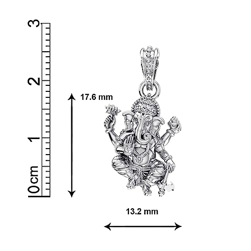 Image of Akshat Sapphire Sterling Silver (92.5% purity) God Ganesha Chain Pendant for Men & Women Pure Silver Lord Ganapathy Chain Locket