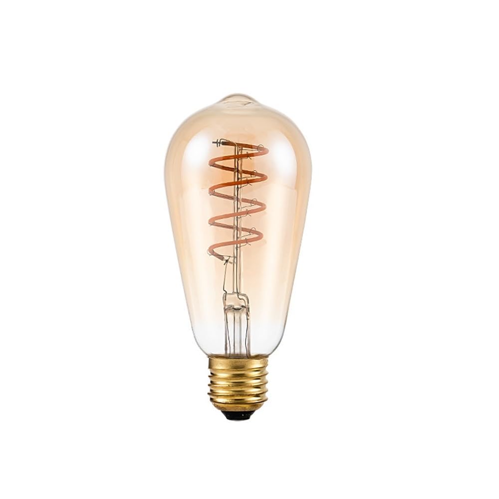 fengyan Casa Bombillas 10 unids/Lote ST64 AC220V E27 4W filamento Flexible Edison Bombilla Regulable Retro ámbar LED Espiral Bombilla Flexible Familiar Lámpara
