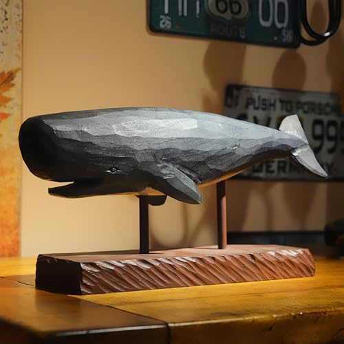 Modelo de ballena de madera con base decorativa miniatura 5