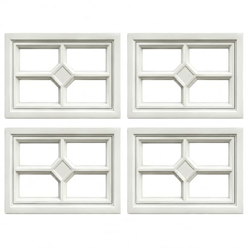 XNKLMYT 4 Pcs 20.7 13.8 Garage Door Windows Inserts Vinyl Window Frame and UV Resistant Acryl Glass Garage Door Replacement Panels (Square Cross)