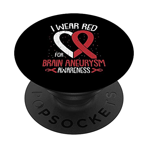 Me pongo rojo para el cerebro Aneurisma conciencia Guerrero sobreviviente PopSockets PopGrip Intercambiable