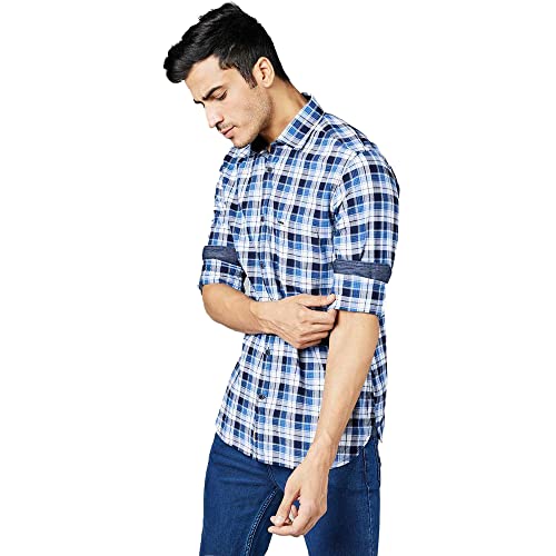 Image of Life by Shoppers Stop Checks Cotton I-Fit Casual Men's Shirt