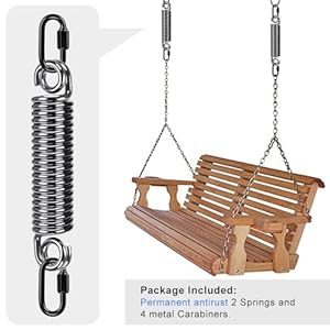 SELEWARE Heavy Duty Swing Springs for Hammock Chair, Porch Swing, Hammock Stands Mount, Double Closed Ring Design Up to 500 lbs, w/Locking Carabiners(2 Pack) SELEWARE Heavy Duty Swing Springs for Hammock Chair Porch Swing Hammock Stands Mount Double Closed Ring Design Up to 500 lbs wLocking Carabiners2 Pack