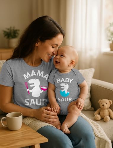 Image of Mama Saur Baby Saur Mommy and Me Matching Outfits Mothers Day Mom and Baby Shirt