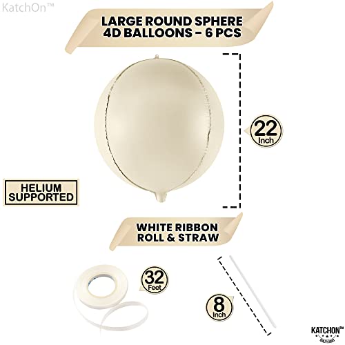 Image of KatchOn, Huge White Sand Balloons Set- 22 Inch, Pack of 6 | Mylar Beige Balloon | White Sand Foil Balloons, Mylar Balloon for Graduation Decorations
