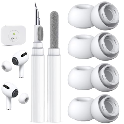 Image of 4 Pairs Replacement Ear Tips for AirPods Pro 2nd /1st (L-White) | (4 Size Large )Silicone Ear Tips with Cleaner kit,Noise Reduction Holewith & Built-in dust Guard Screen