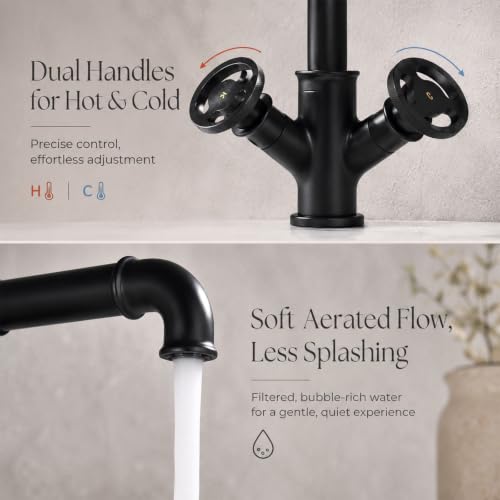 Mélangeur lavabo rétro avec robinet salle de bain pivotant à 360 degrés