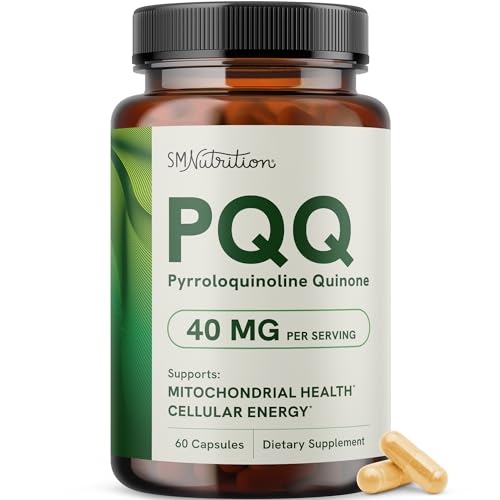 PQQ Supplement 40 MG | High Strength Pyrroloquinoline Quinone for Mitochondrial Biogenesis Cellular Energy & Brain Health Support | Mitochondria Supplement | Third-Party Tested Non-GMO | 60 Ct
