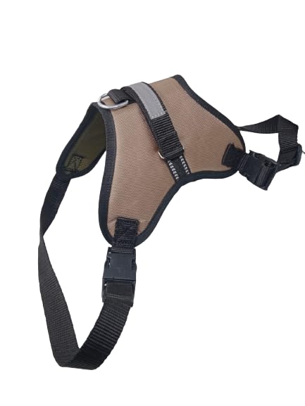 Yucky Dog Belt Padded Dog Harness Reflective Adjustable Neck Strip & Chest Strip Dog Harness Extra Large Adjustable Neck Size 27-35 inch. Adjustable Chest Size 30-42 inch Brown