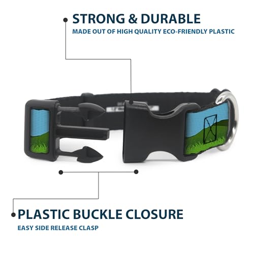 Collar de clip de plástico anti tirones con diseño de campo de golf verde y azul 5