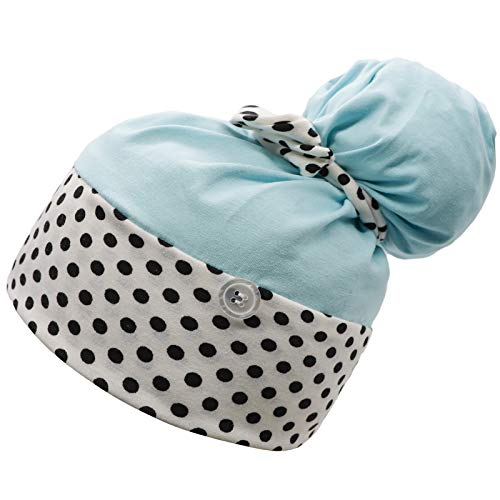Gorro de trabajo tejido para mujer con botón y ponytail miniatura 1