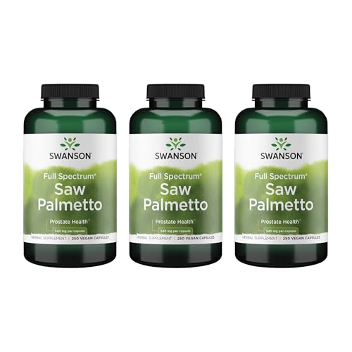 Swanson Saw Palmetto - Herbal Supplement Promoting Male Prostate Health Support - Natural Hair Supplement & Urinary Health Support (540 mg 250 Capsules) (3 Pack)