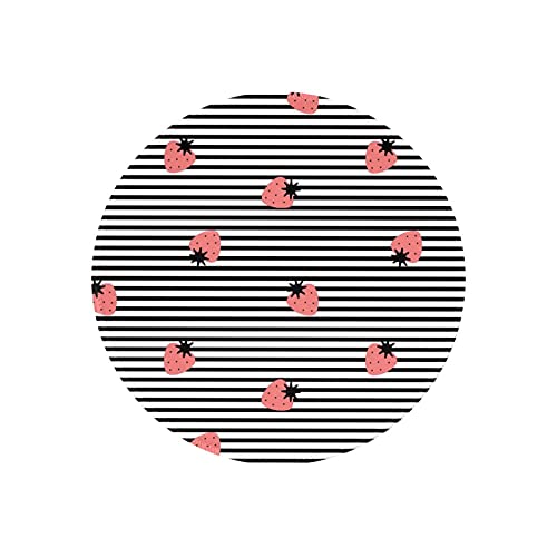 マウスパッド 丸型 横 縞 いちご 黒い おしゃれ 防水 滑り止め ゴム製裏面 ゲーミングマウスパッド ノートパソコン PC ラウンドマウスパッド デスクマット 耐久性が良い オフィス用 ビジネス用 家庭用 ゲーム用 円形 20cm