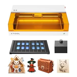 xTool S1 Lasergraveermachine, gesloten veiligheid, twee puntspositionering, autofocus, 600 mm/s snelheid, 498 x 333 mm werkbereik voor metaal, hout, leer, acryl en tuimelaar