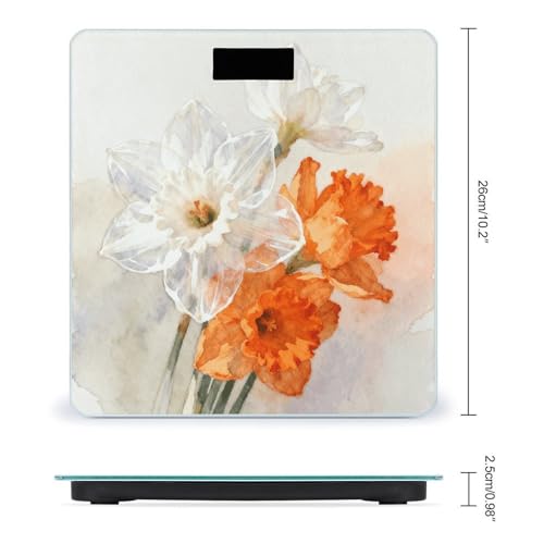 Báscula Digital para Baño Blanca con Flores Naranja miniatura 2
