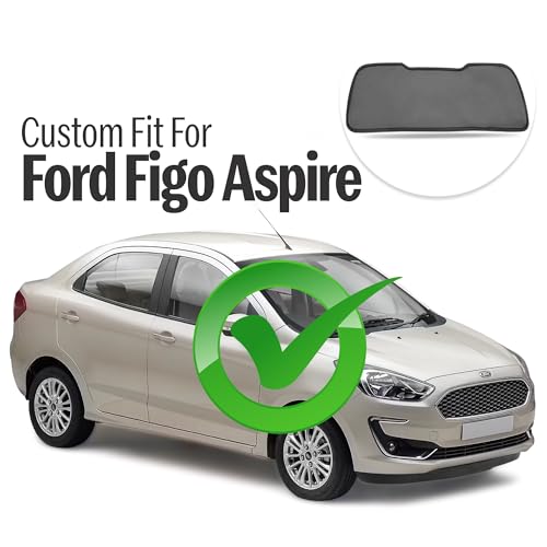 Image of Autofact Dicky Curtain for Figo Aspire | Custom Fit Rear Windshield Sunshade | Foldable Mesh | Privacy & Cooling Car Accessory | Car Rear Sun Shade UV Block Easy Install Durable Black Mesh